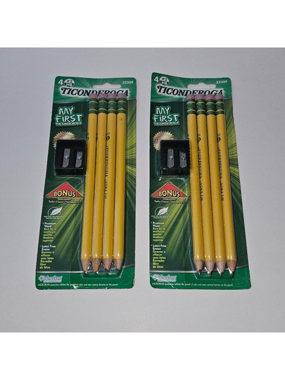 NEW 2 Pkgs 4 My First Ticonderoga #2 Pencils Sharpener Lot Homeschool Preschool